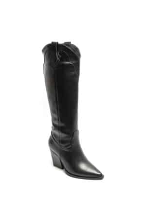 Bottes santiag western femme noires en simili cuir avec talon cubain et bout pointu | Lila & Zoé