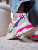Basket à lacets multicolore femme avec semelle épaisse de 3 cm et design vibrant | Lila & Zoé